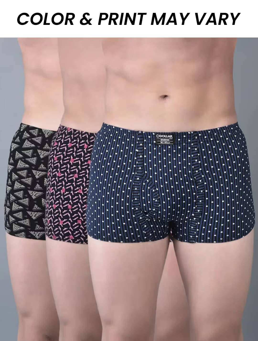     			Dollar Bigboss Men's Pack of 3 Soft Combed Cotton Printed Trunk (Colour May Vary)