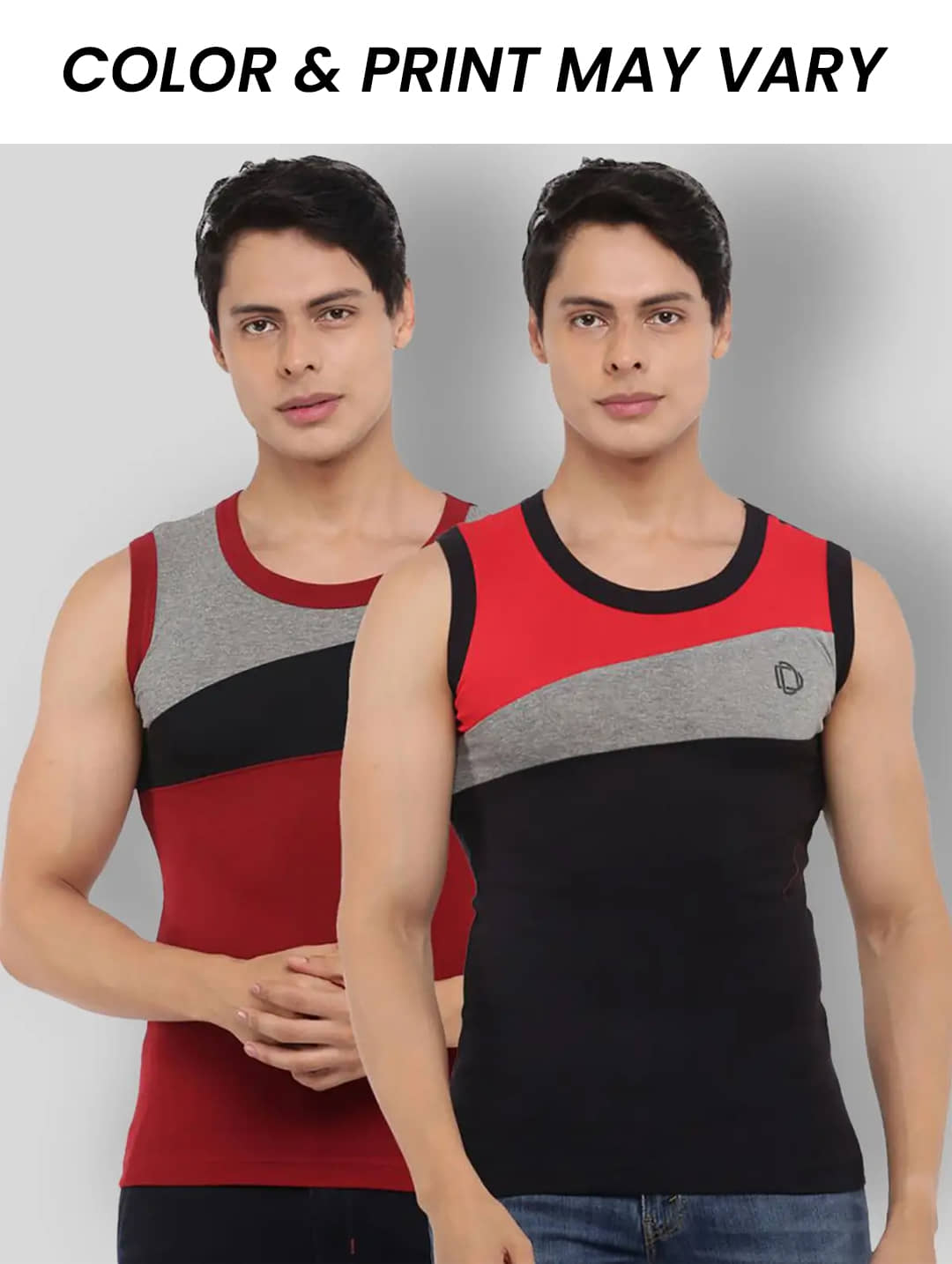 Dollar Bigboss Men's Pack of 2 Solid Combed Cotton Racerback Styled Gym Vest (Colour May Vary) - Nightwear & Loungewear | Buy online on ZillyBuy