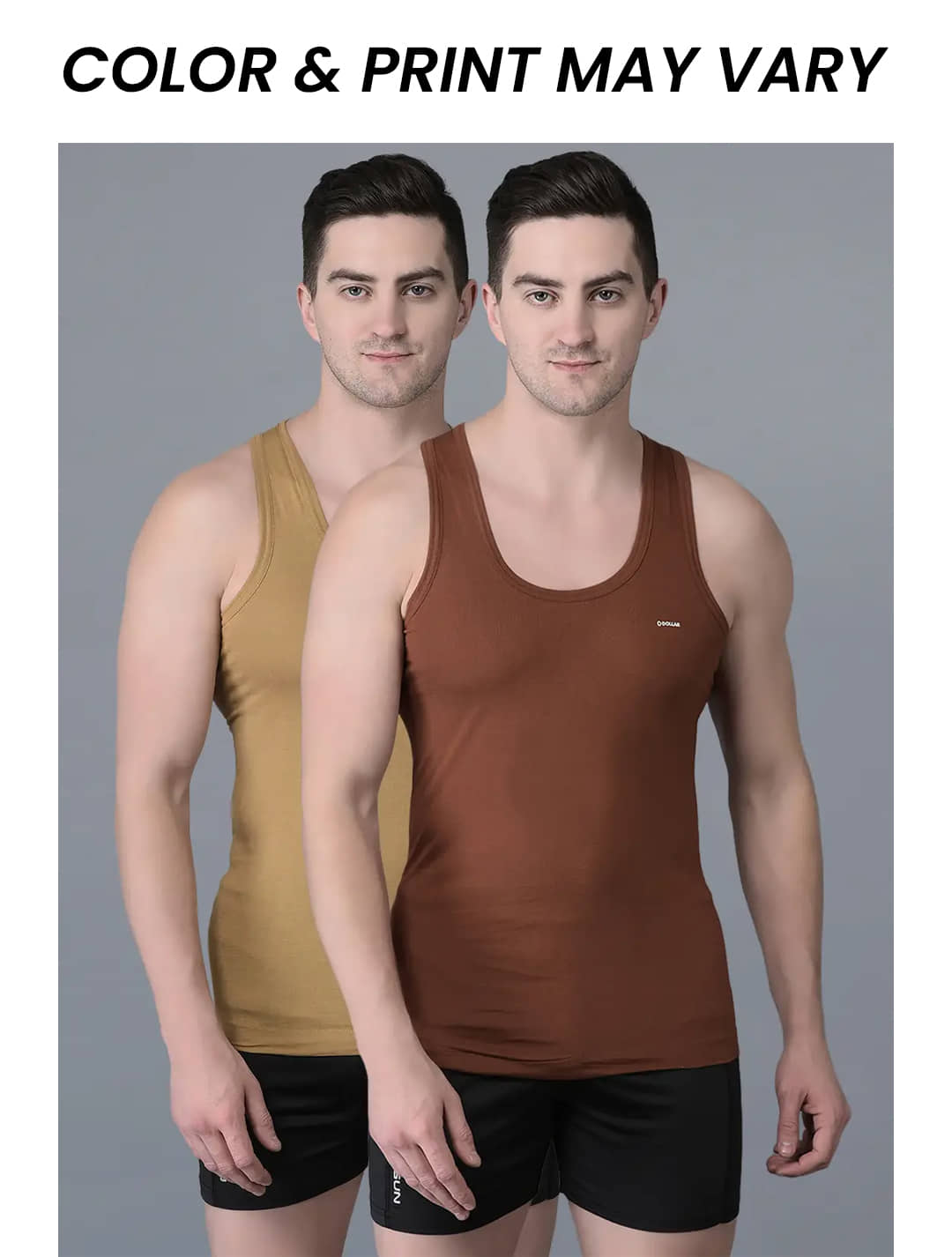 Dollar Bigboss Men's Pack of 2 Solid Combed Cotton Shrinkless Vest (Colour May Vary) - Nightwear & Loungewear | Buy online on ZillyBuy