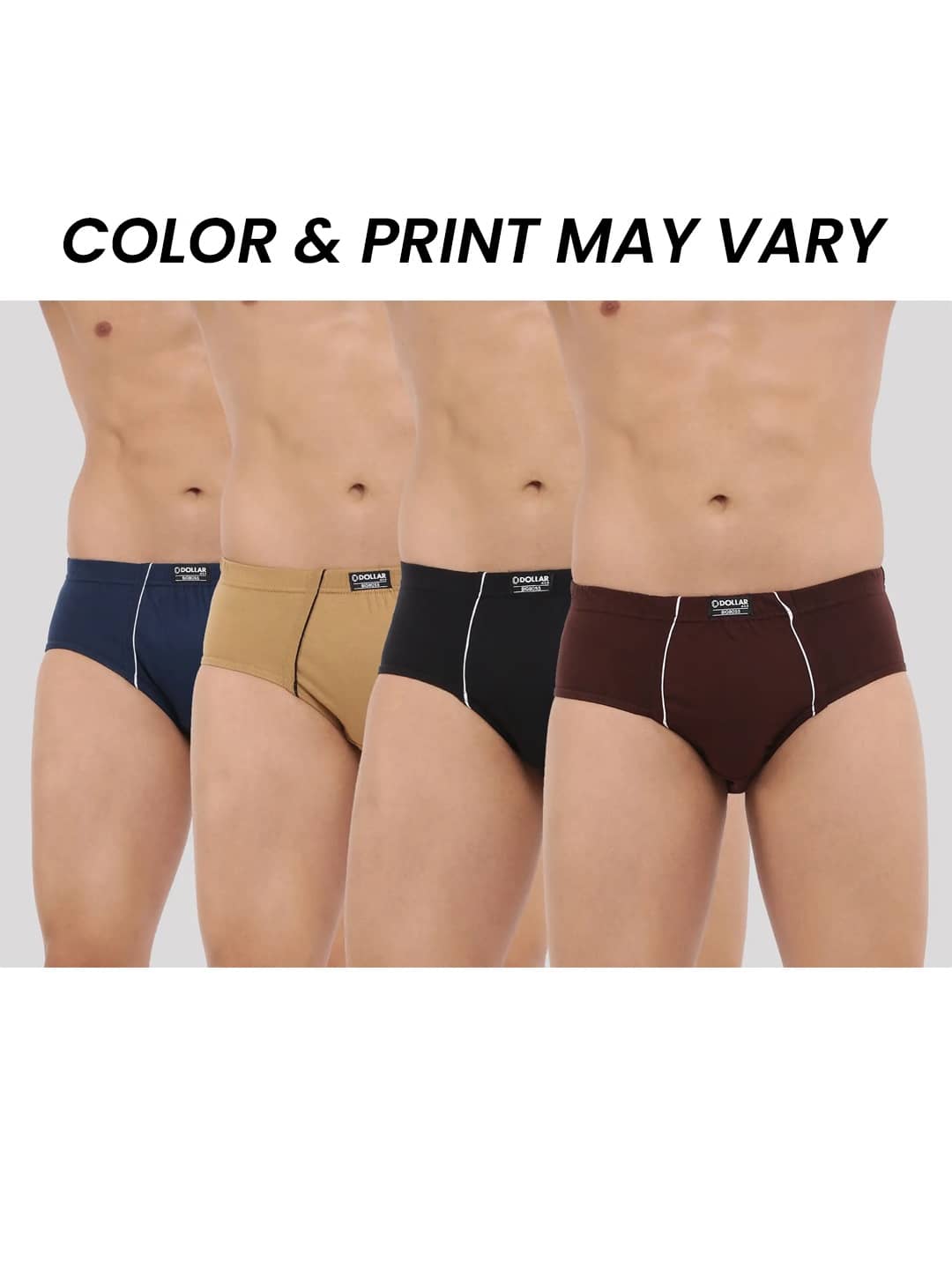 Dollar Bigboss Men's Pack of 4 Combed Cotton Solid Brief With Anti-Microbial Odour Control (Colour May Vary)