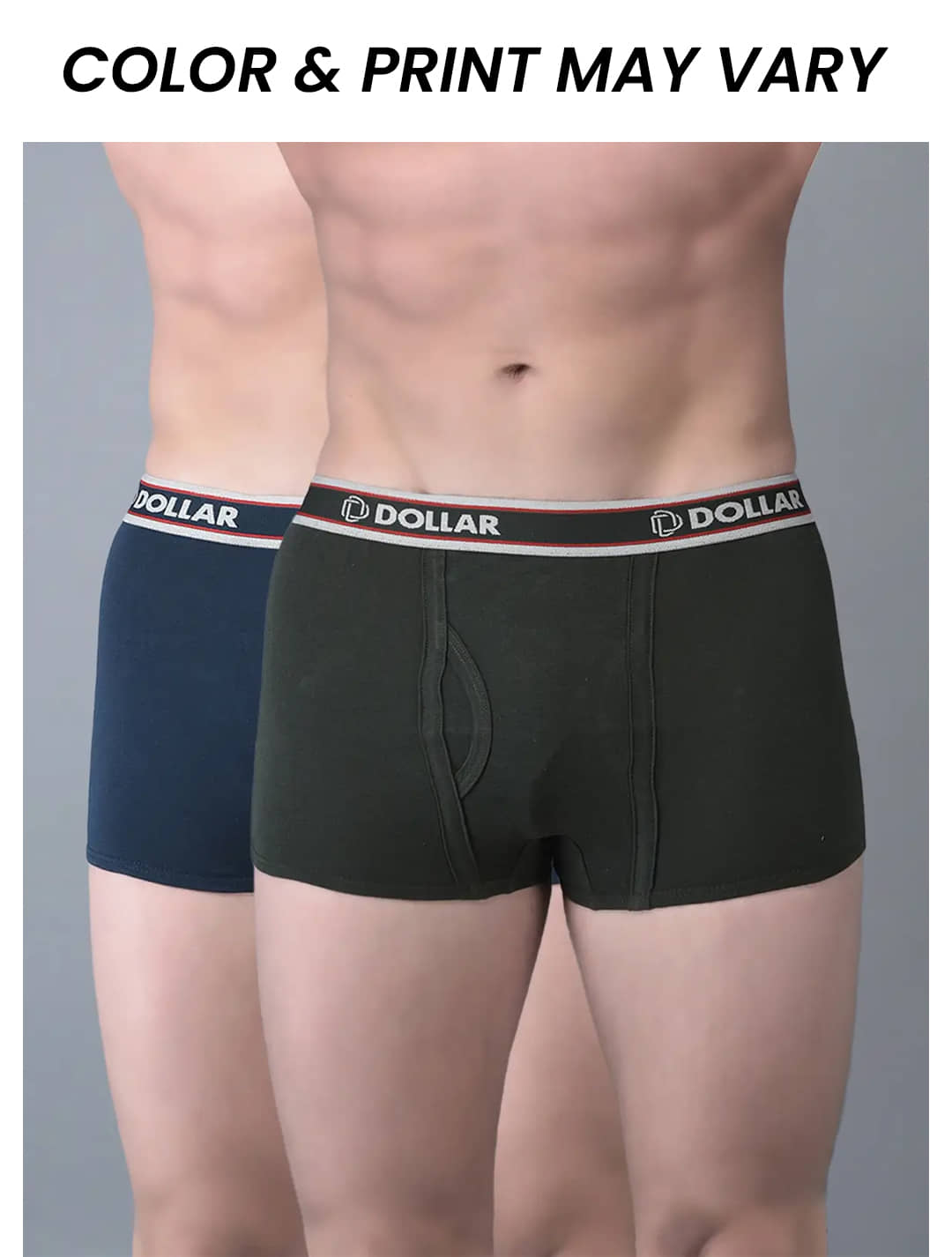 Dollar Bigboss Men's Pack of 2 Solid Combed Cotton Trunk With Double Pouch Support (Colour May Vary)