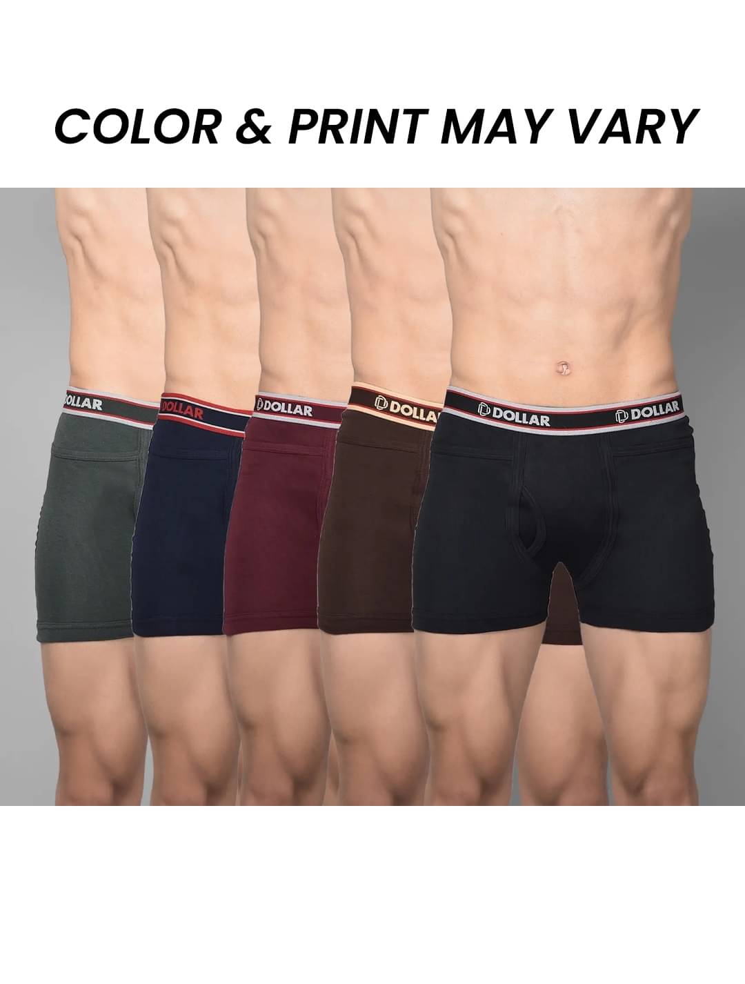 Dollar Bigboss Men's Pack of 5 Solid Combed Cotton Intrerlock Pocket Trunk (Colour May Vary) Dollar Bigboss Men's Pack of 5 Solid Combed Cotton Intrerlock Pocket Trunk (Colour May Vary)
