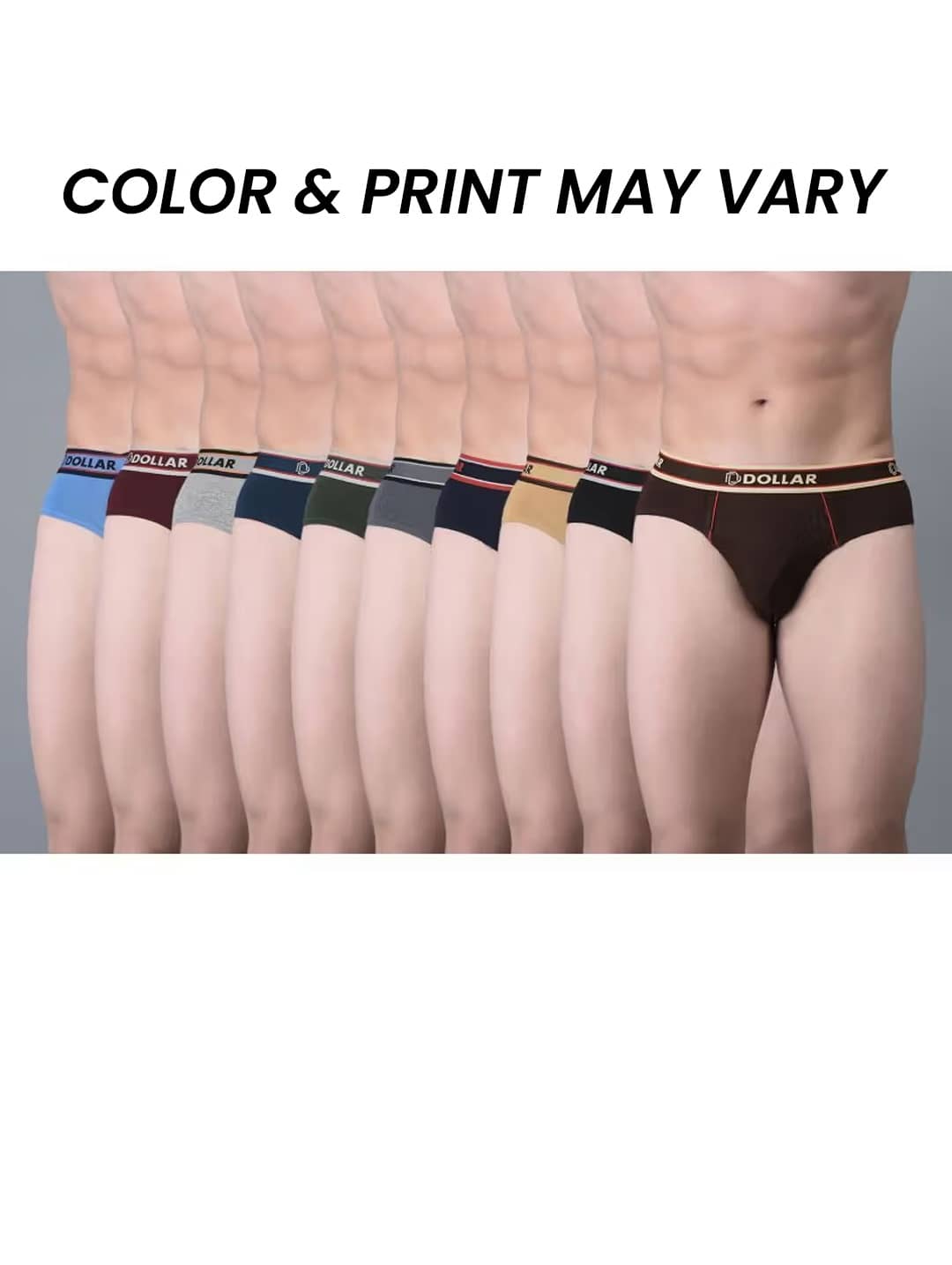 Dollar Bigboss Men's Pack of 10 Combed Cotton Solid Brief With Anti-Microbial Odour Control (Colour May Vary)