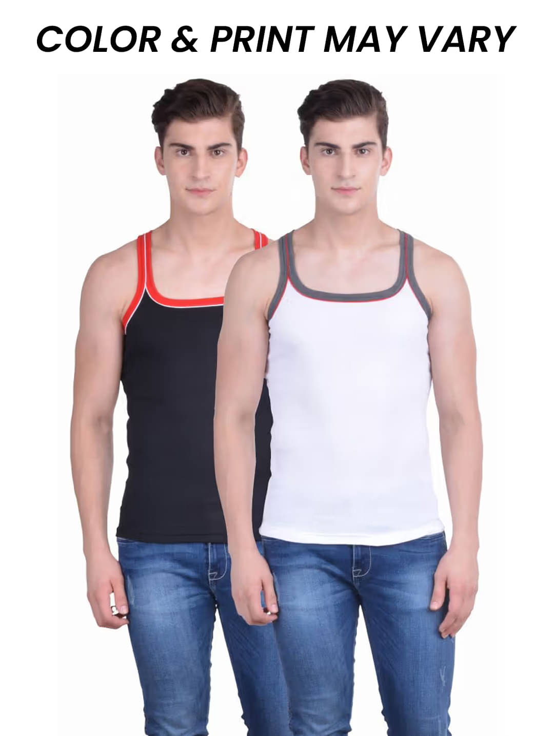     			Dollar Bigboss Men's Pack of 2 Solid Combed Cotton Racerback Styled Gym Vest (Colour May Vary)