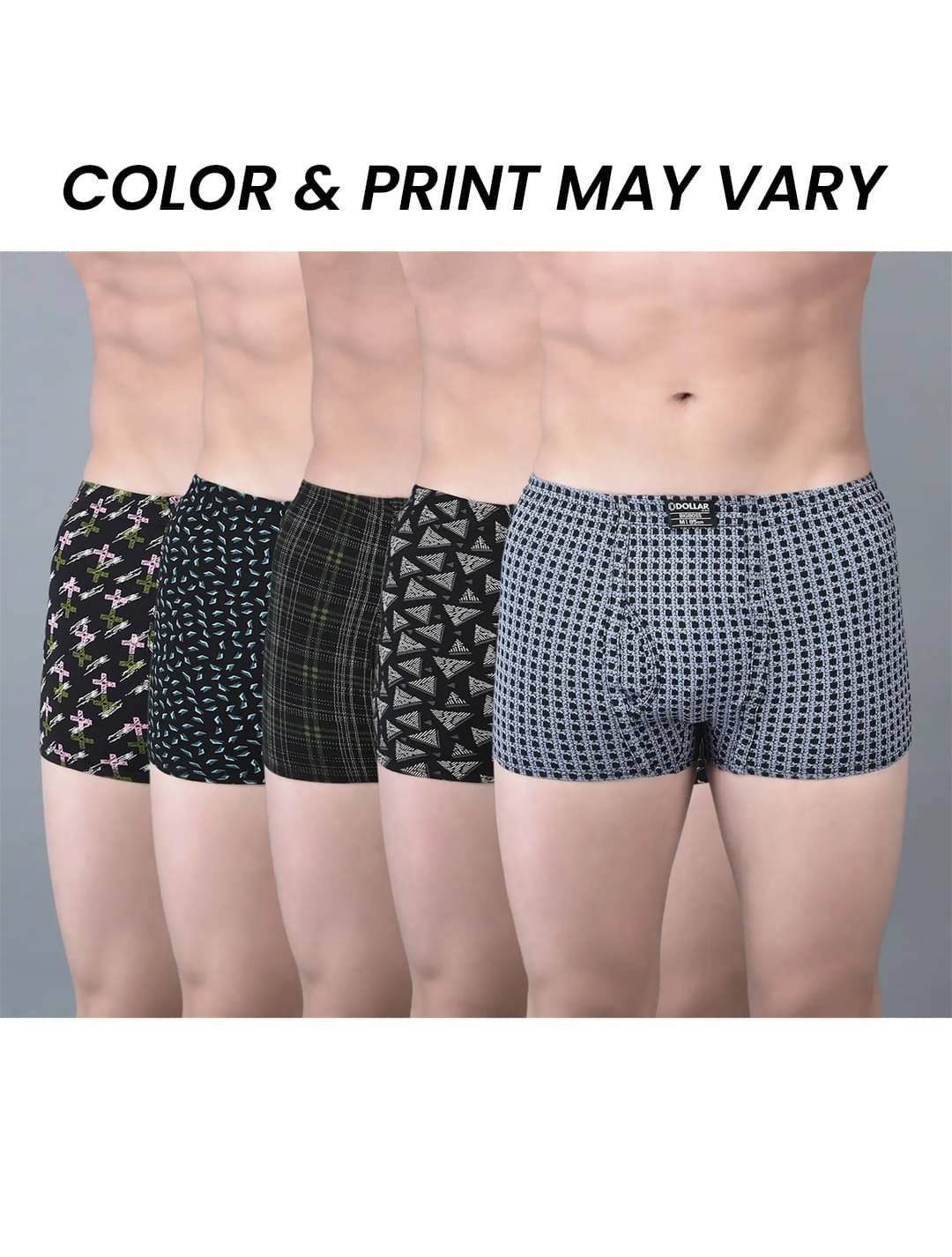 Dollar Bigboss Men's Pack of 5 Soft Combed Cotton Printed Trunk (Colour May Vary)     			Dollar Bigboss Men's Pack of 5 Soft Combed Cotton Printed Trunk (Colour May Vary)