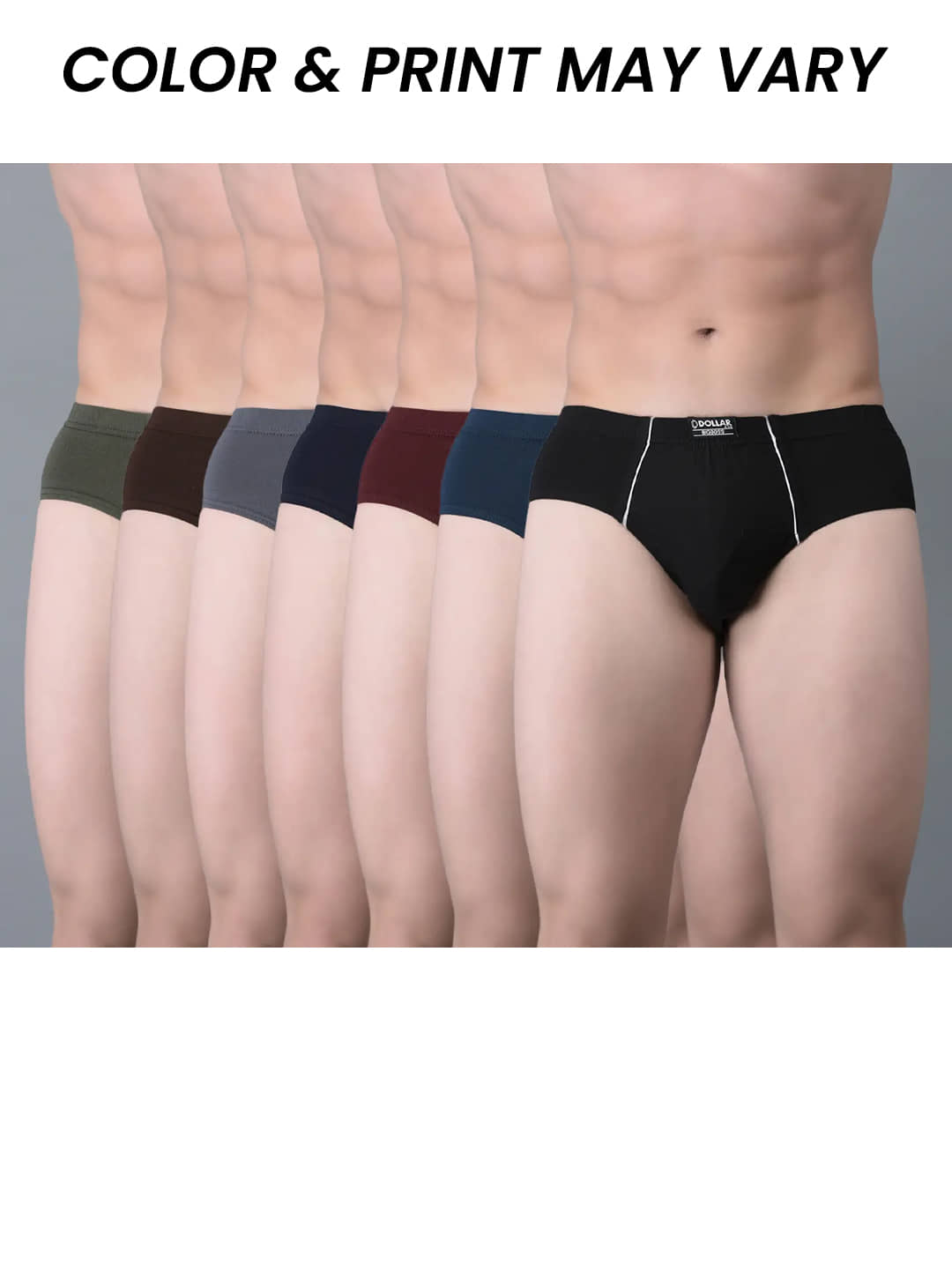 Dollar Bigboss Men's Pack of 7 Combed Cotton Solid Brief With Anti-Microbial Odour Control (Colour May Vary)