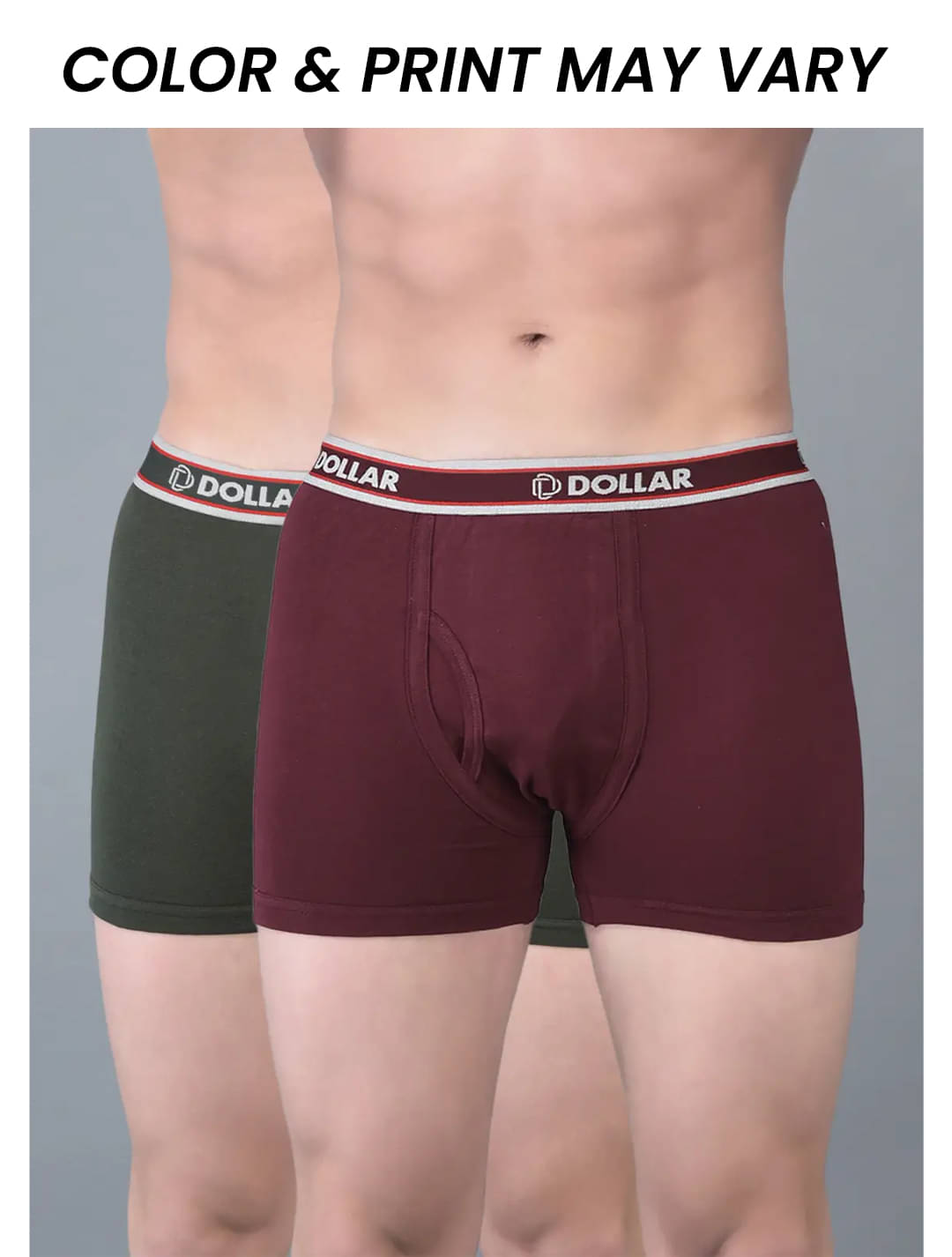     			Dollar Bigboss Men's Pack of 2 Solid Combed Cotton Classy Trunk With Fly Front Access (Colour May Vary)