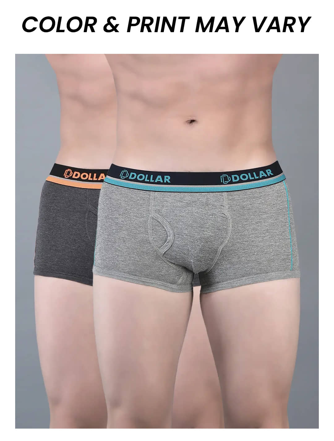Dollar Bigboss Men's Pack of 2 Combed Cotton Solid Trunk With Illuminating Waistband Logo (Colour May Vary)