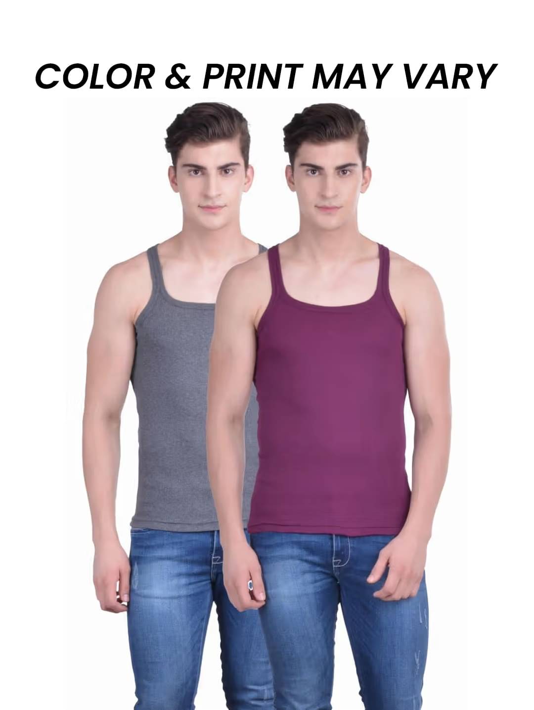     			Dollar Bigboss Men's Pack of 2 Solid Combed Cotton Racerback Styled Gym Vest (Colour May Vary)