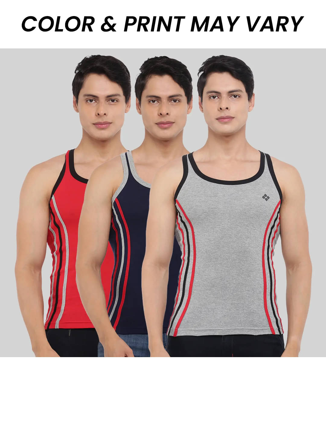     			Dollar Bigboss Men's Pack of 3 Solid Combed Cotton Racerback Styled Gym Vest (Colour May Vary)