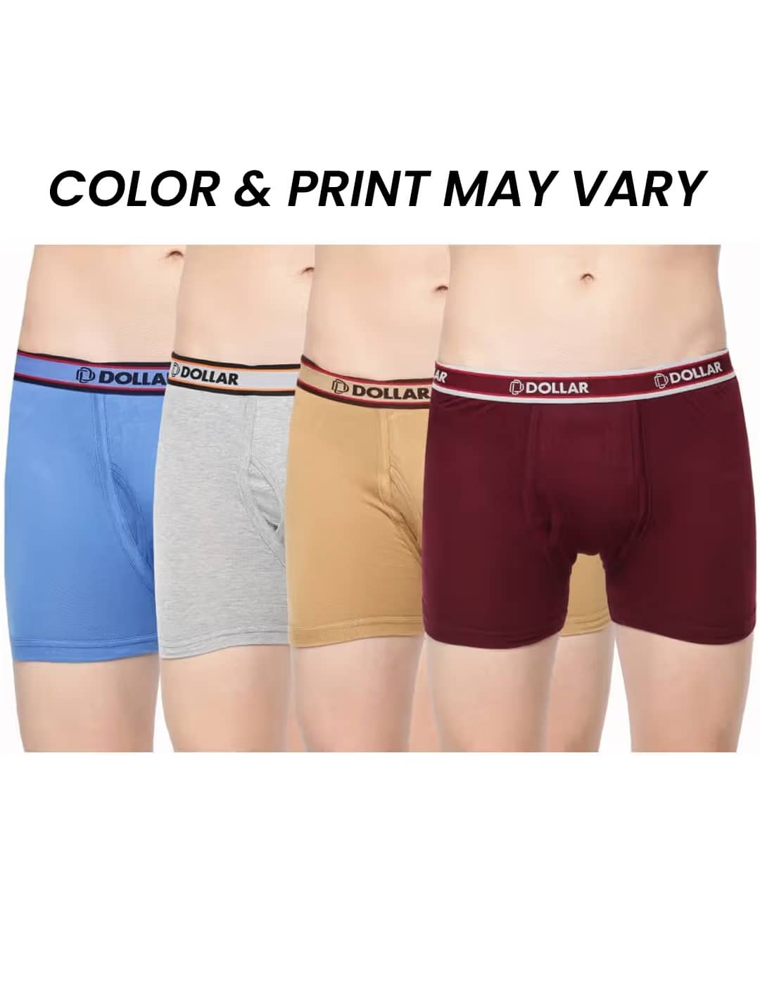 Dollar Bigboss Men's Pack of 4 Solid Combed Cotton Interlock Trunk (Colour May Vary)