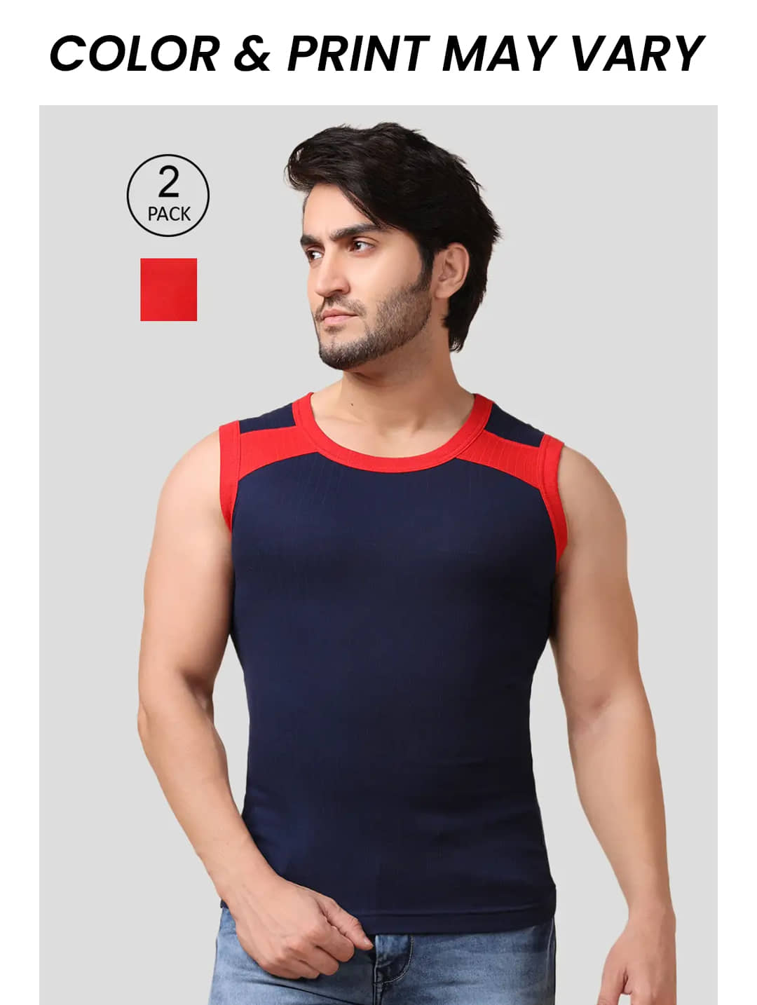 Dollar Bigboss Men's Pack of 2 Solid Combed Cotton Racerback Styled Gym Vest (Colour May Vary) - Nightwear & Loungewear | Buy online on ZillyBuy