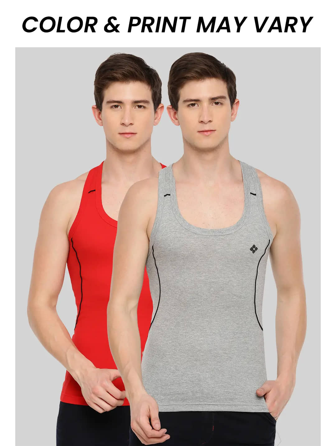 Dollar Bigboss Men's Pack of 2 Solid Combed Cotton Racerback Styled Gym Vest (Colour May Vary) - Nightwear & Loungewear | Buy online on ZillyBuy