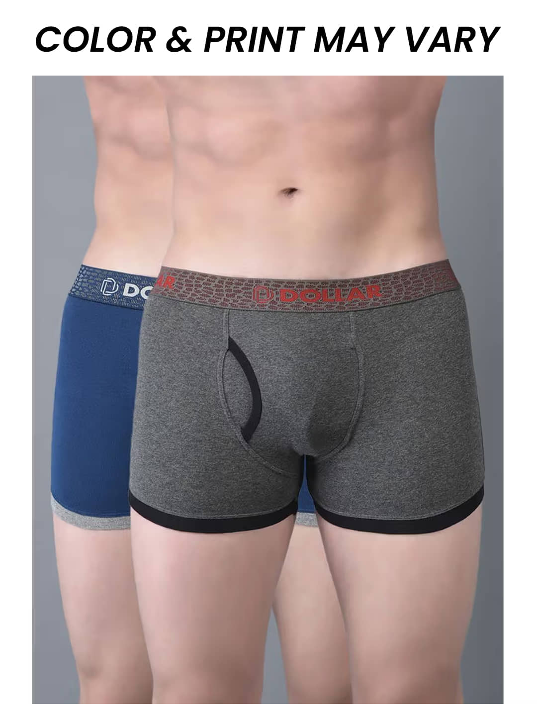 Dollar Bigboss Men's Pack of 2 Solid Combed Cotton Trunk With Contoured Pouch Support (Colour May Vary)