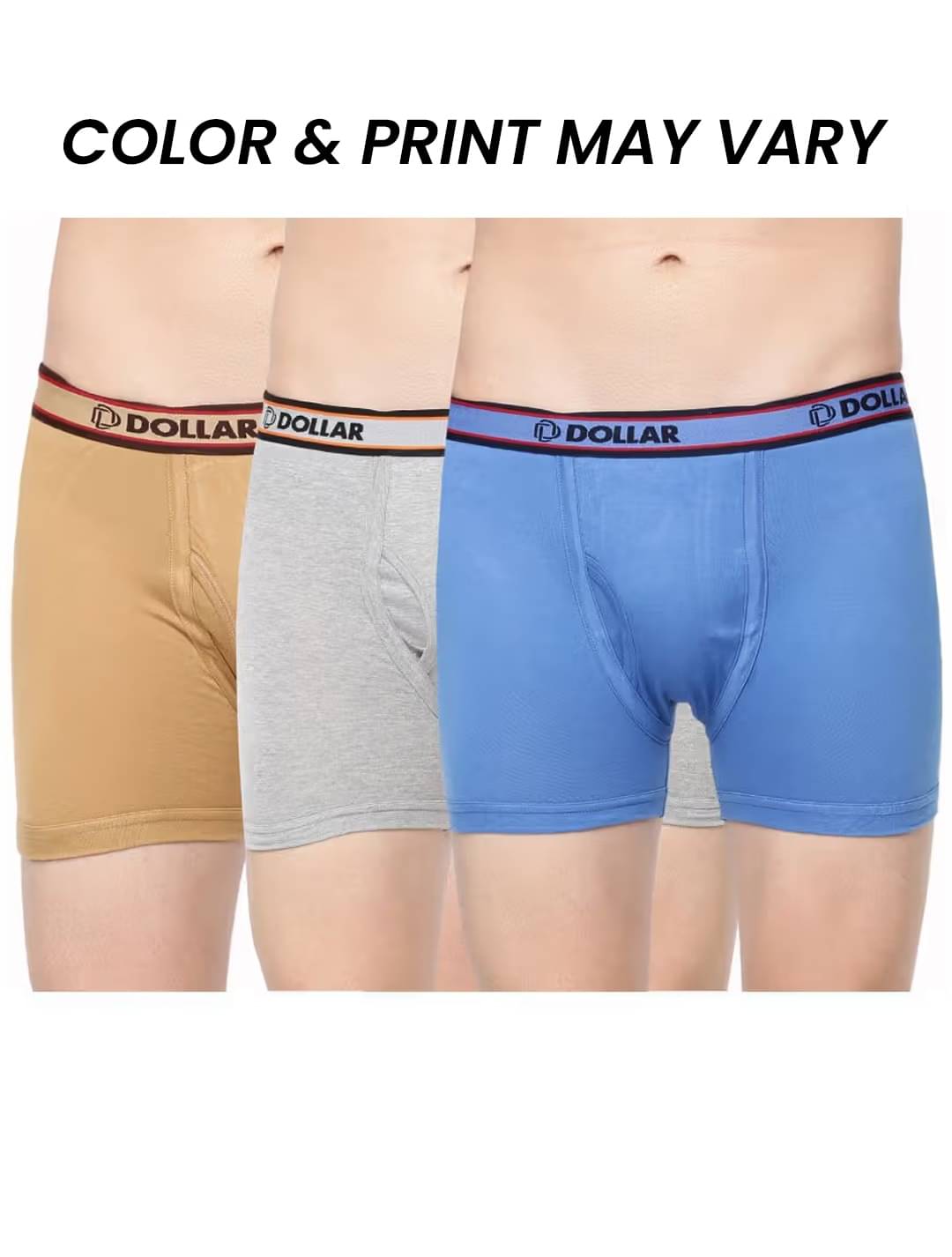     			Dollar Bigboss Men's Pack of 3 Solid Combed Cotton Interlock Trunk (Colour May Vary)