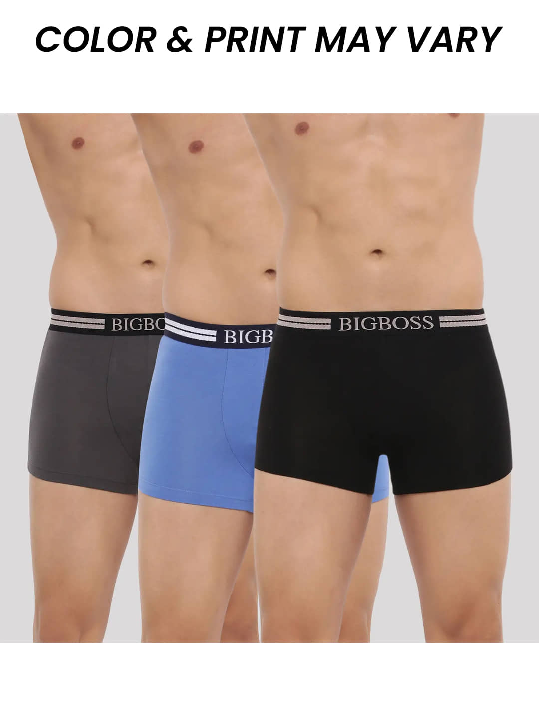 Dollar Bigboss Men's Pack of 3 Shuffle Intellisoft Cotton Modal Solid Trunk (Colour May Vary)