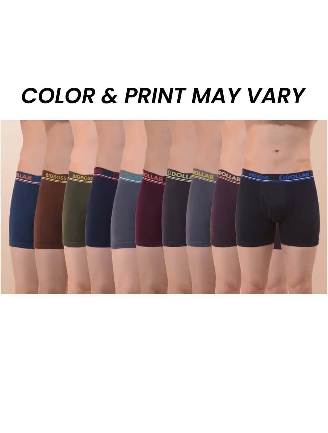 Dollar Bigboss Men's Pack of 10 Solid Combed Cotton Interlock Trunk (Colour May Vary) Dollar Bigboss Men's Pack of 10 Solid Combed Cotton Interlock Trunk (Colour May Vary)