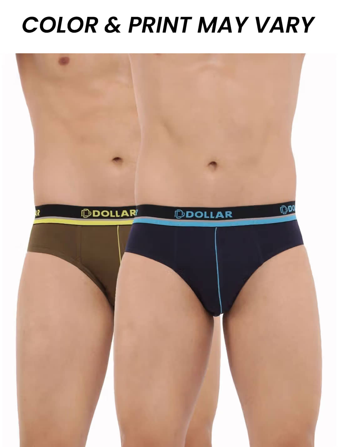 Dollar Bigboss Men's Pack of 2 Combed Cotton Solid Brief With Illuminating Waistband Logo (Colour May Vary)