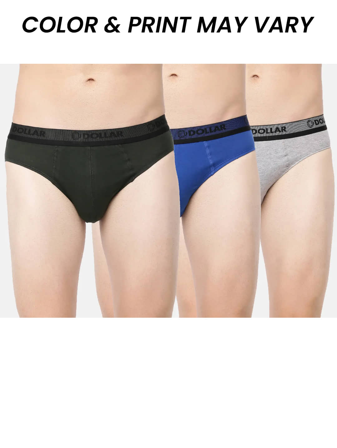 Dollar Bigboss Men's Pack of 3 Solid Cotton Brief With Double Pouch Support (Colour May Vary)
