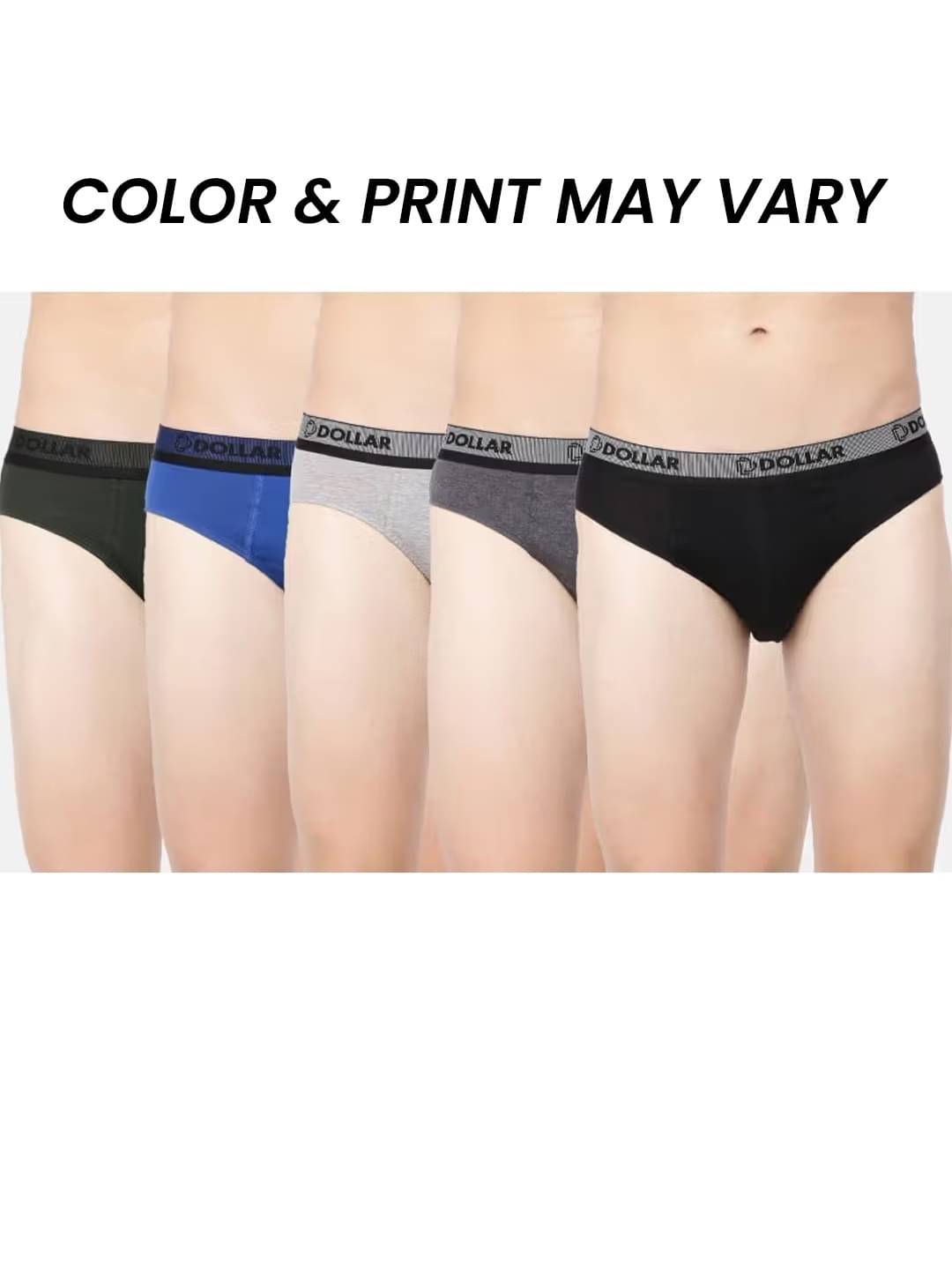     			Dollar Bigboss Men's Pack of 5 Solid Cotton Brief With Double Pouch Support (Colour May Vary)