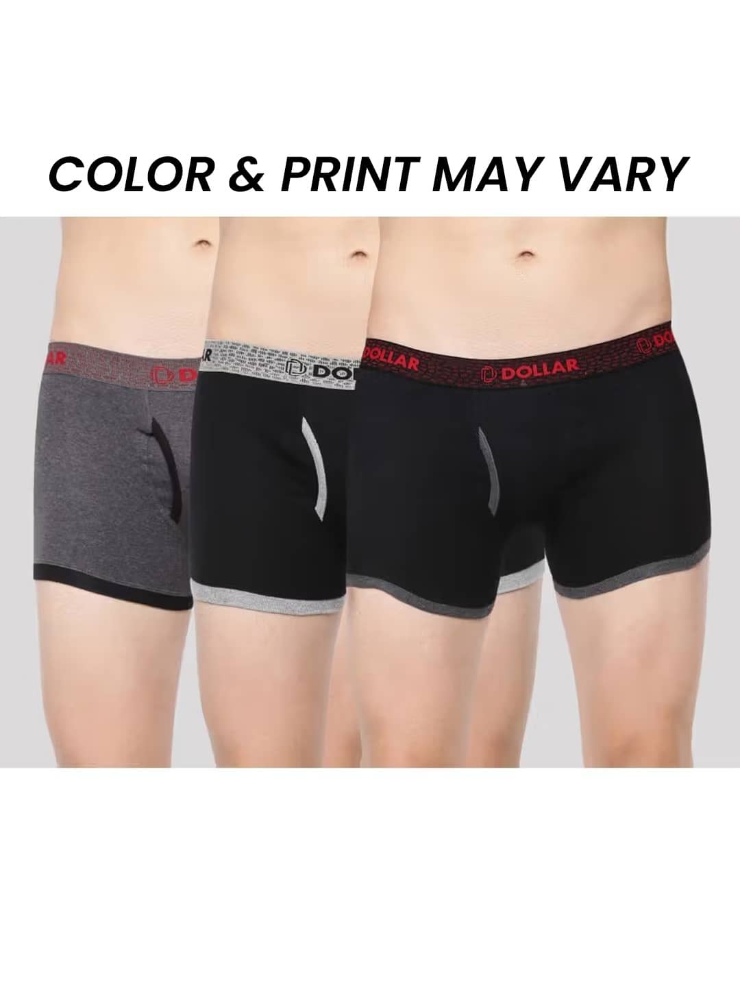Dollar Bigboss Men's Pack of 3 Solid Combed Cotton Trunk With Contoured Pouch Support (Colour May Vary)
