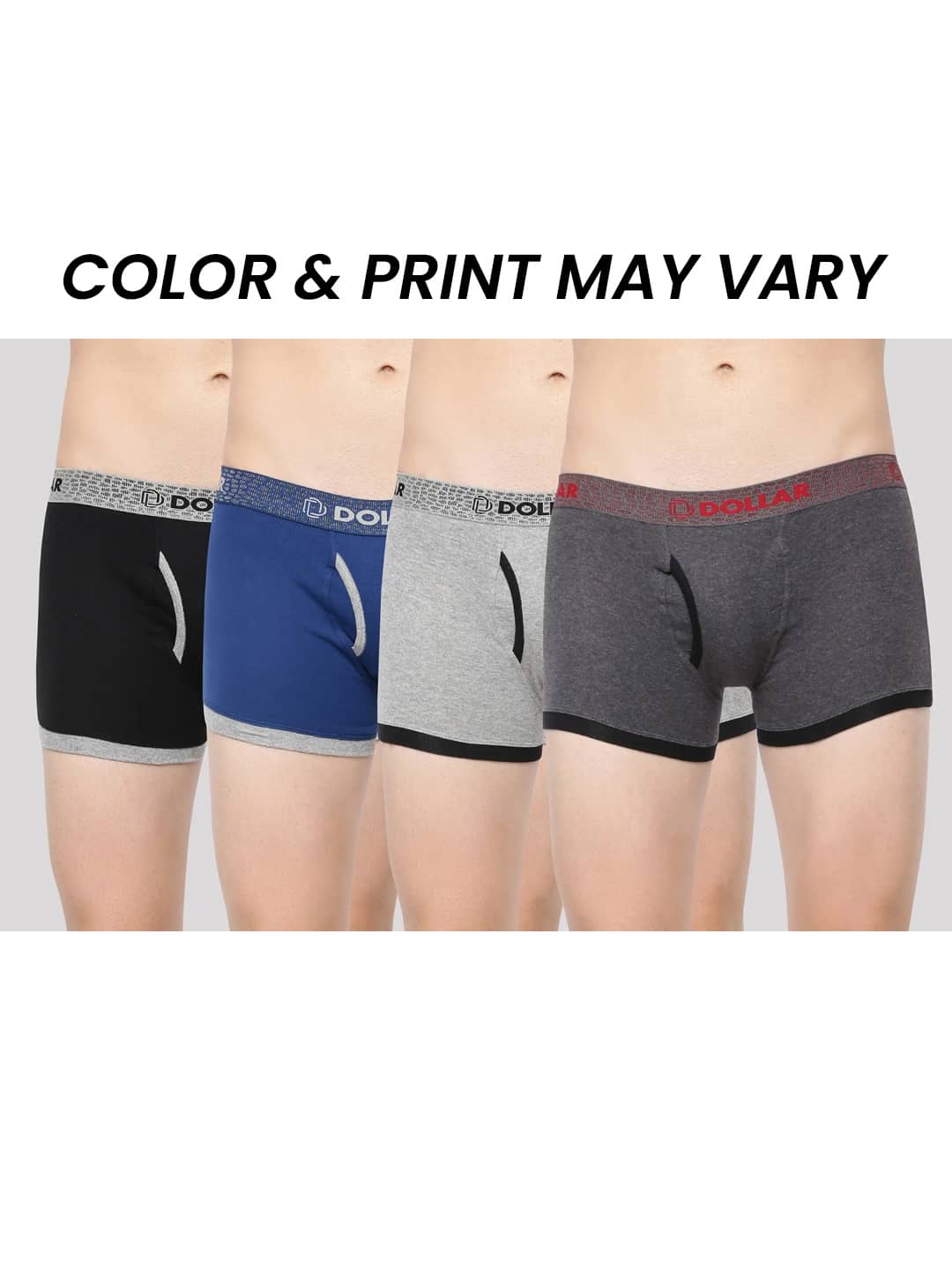 Dollar Bigboss Men's Pack of 4 Solid Combed Cotton Trunk With Contoured Pouch Support (Colour May Vary)