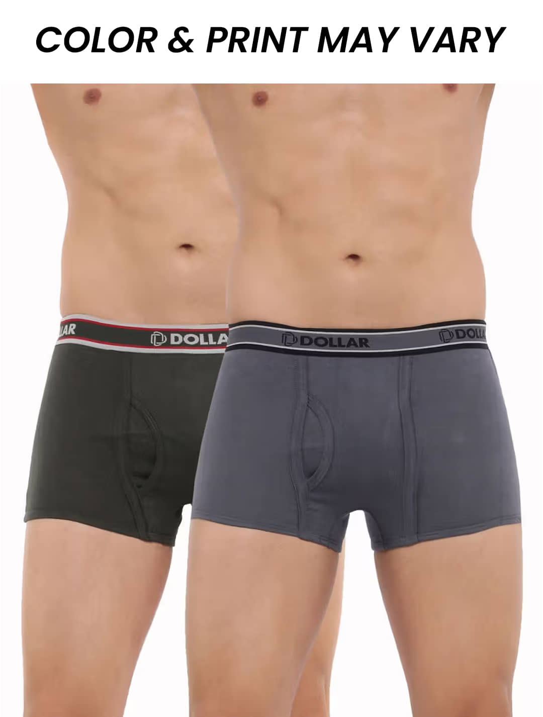 Dollar Bigboss Men's Pack of 2 Solid Combed Cotton Trunk With Double Pouch Support (Colour May Vary)