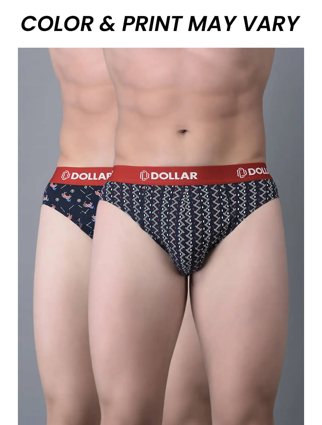     			Dollar Bigboss Men's Pack of 2 Combed Cotton Printed Brief (Colour May Vary)
