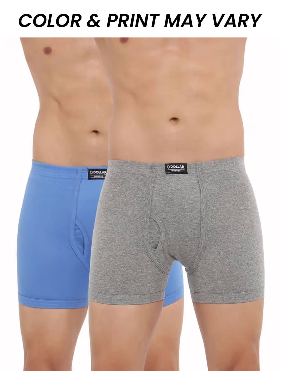 Dollar Bigboss Men's Pack of 2 Solid Combed Cotton Trunk With Plush-Backed Waistband (Colour May Vary)