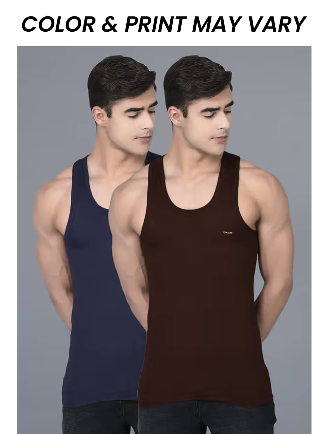Dollar Bigboss Men's Pack of 2 Solid Combed Cotton Shrinkless Vest (Colour May Vary) - Nightwear & Loungewear | Buy online on ZillyBuy