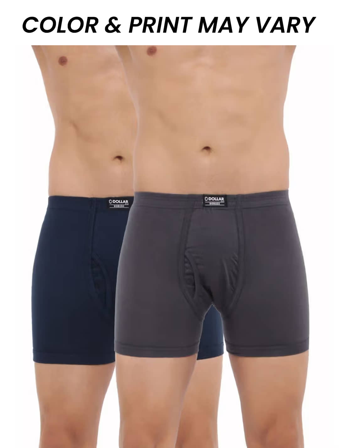 Dollar Bigboss Men's Pack of 2 Solid Combed Cotton Trunk With Plush-Backed Waistband (Colour May Vary)
