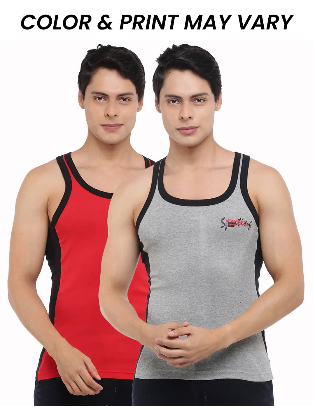 Dollar Bigboss Men's Pack of 2 Solid Combed Cotton Racerback Styled Gym Vest (Colour May Vary) - Nightwear & Loungewear | Buy online on ZillyBuy