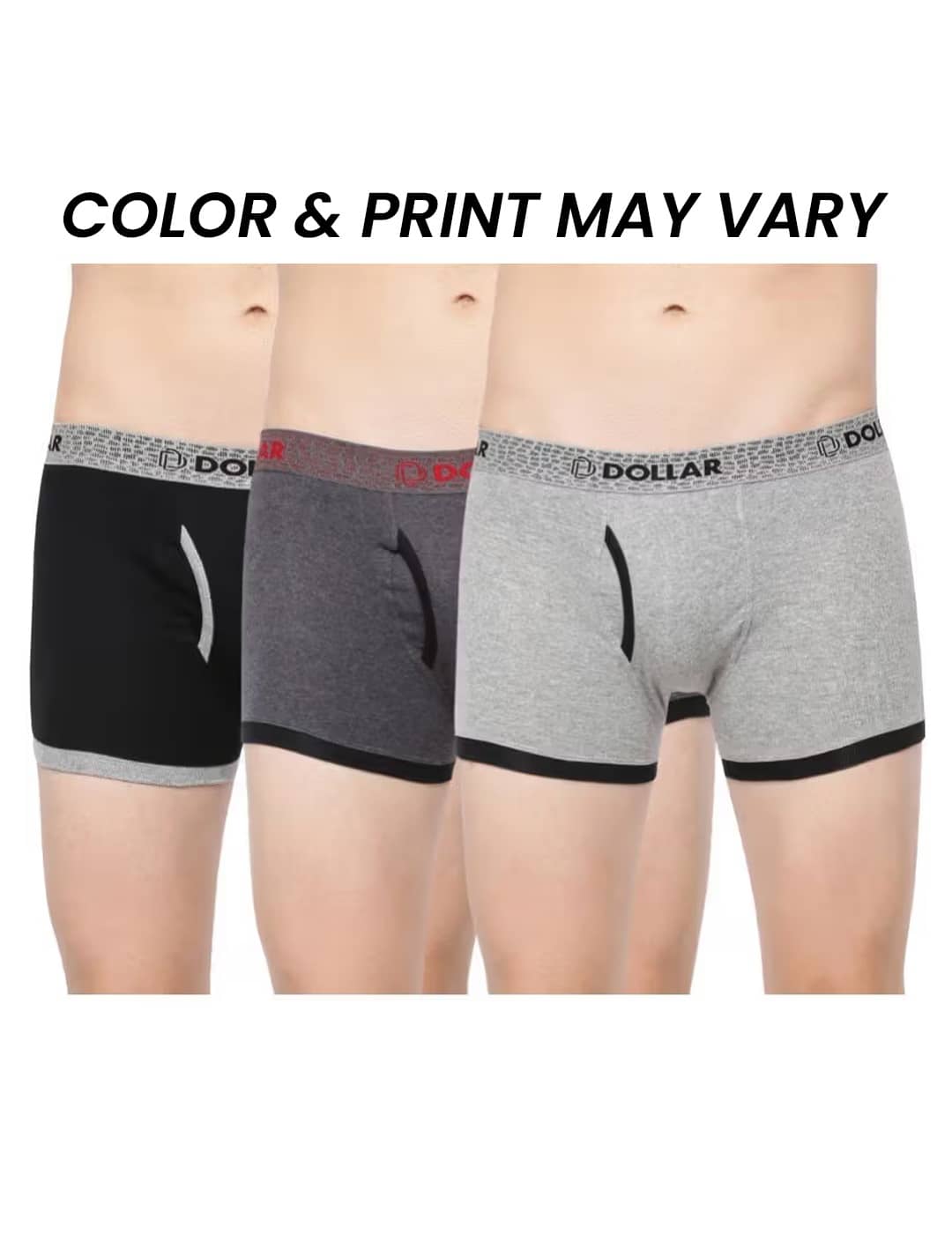 Dollar Bigboss Men's Pack of 3 Solid Combed Cotton Trunk With Contoured Pouch Support (Colour May Vary)