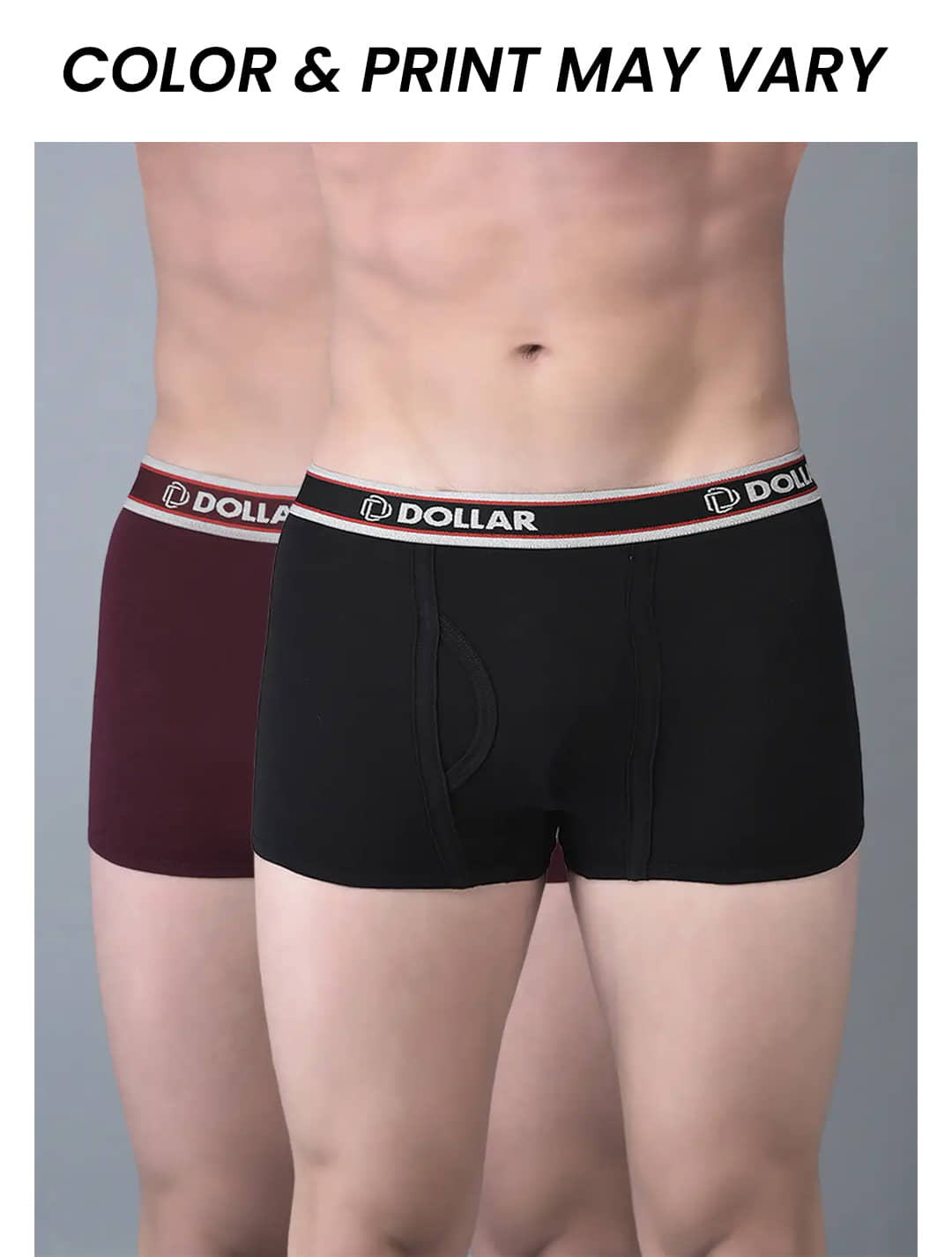 Dollar Bigboss Men's Pack of 2 Solid Combed Cotton Trunk With Double Pouch Support (Colour May Vary)