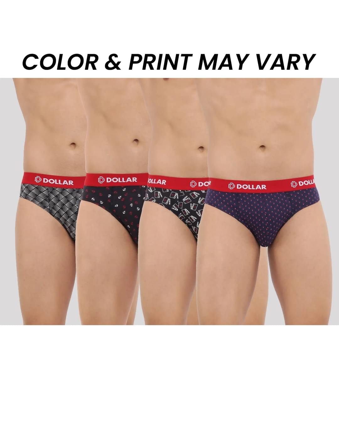     			Dollar Bigboss Men's Pack of 4 Combed Cotton Printed Brief (Colour May Vary)