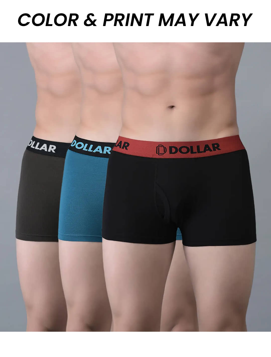 Dollar Bigboss Men's Pack of 3 Shuffle Intellisoft Cotton Spandex Solid Trunk (Colour May Vary)