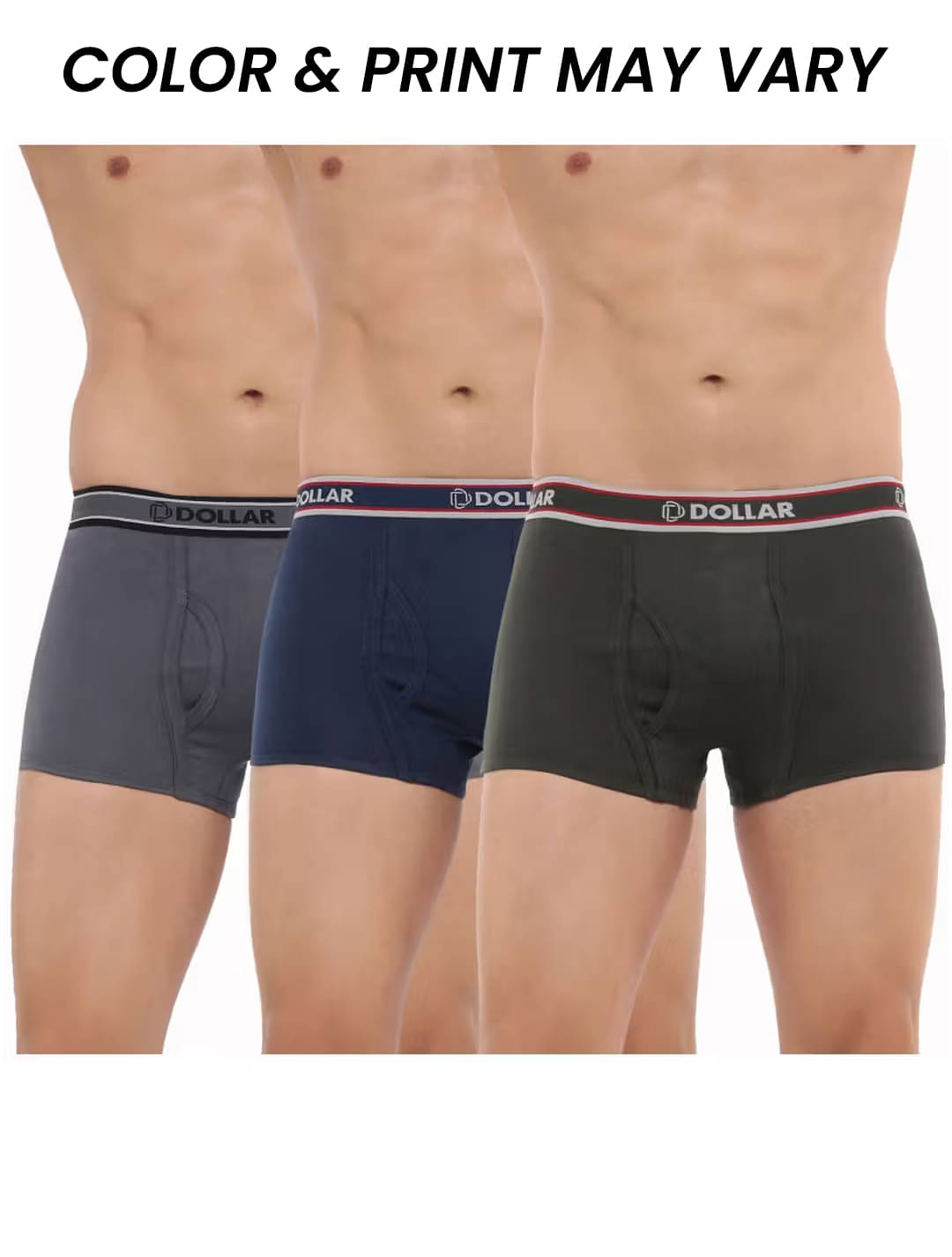 Dollar Bigboss Men's Pack of 3 Solid Combed Cotton Trunk With Double Pouch Support (Colour May Vary) Dollar Bigboss Men's Pack of 3 Solid Combed Cotton Trunk With Double Pouch Support (Colour May Vary)