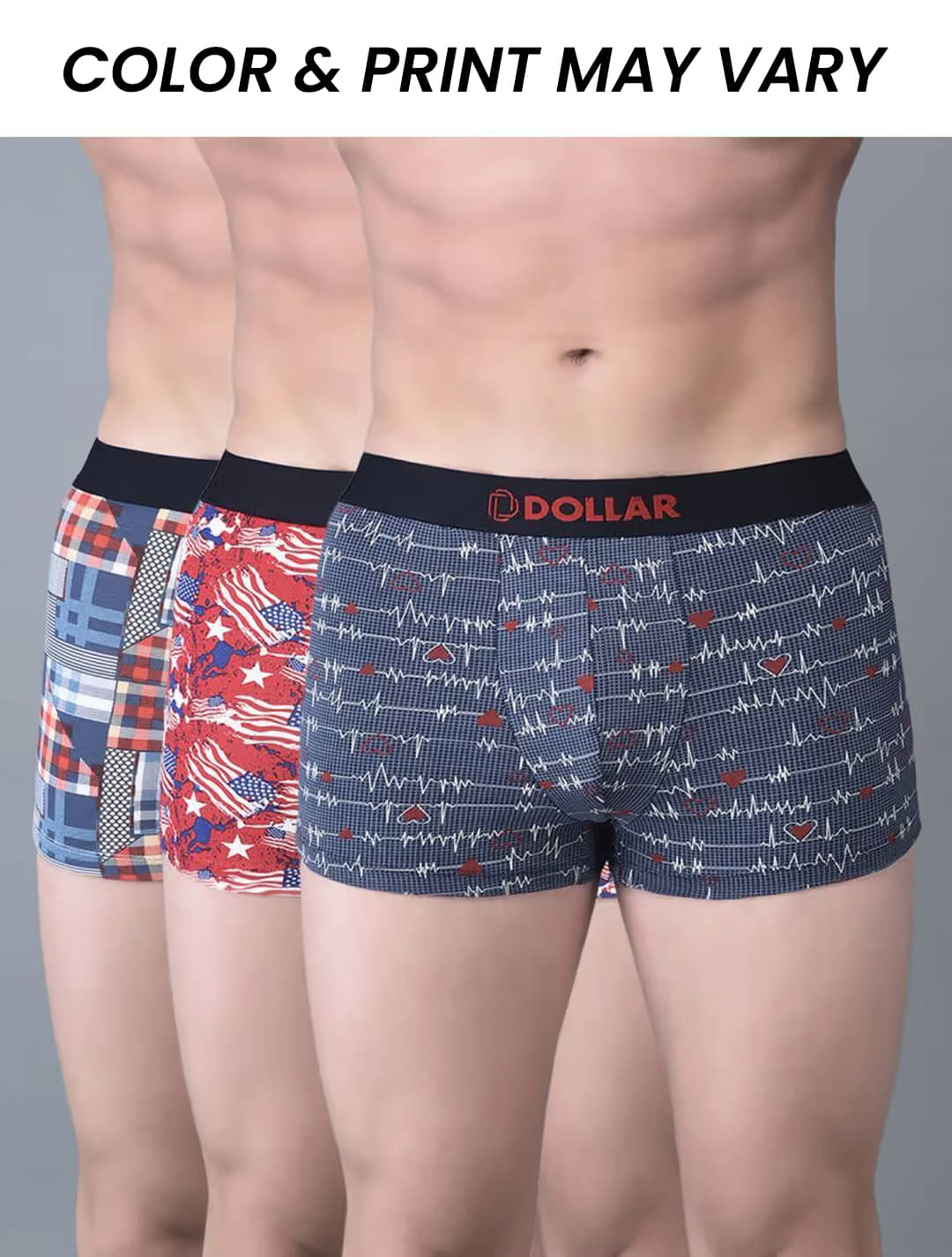     			Dollar Bigboss Men's Pack of 3 Printed Trendy Trunk Formulated With Combed Cotton and Spandex Fabric (Colour May Vary)