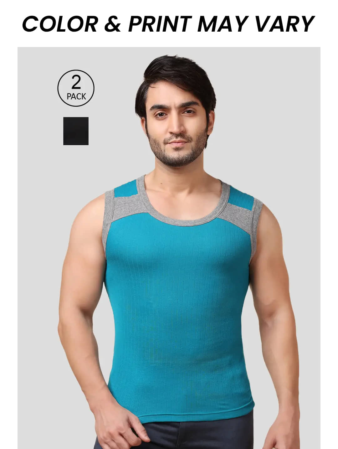 Dollar Bigboss Men's Pack of 2 Solid Combed Cotton Racerback Styled Gym Vest (Colour May Vary) - Nightwear & Loungewear | Buy online on ZillyBuy