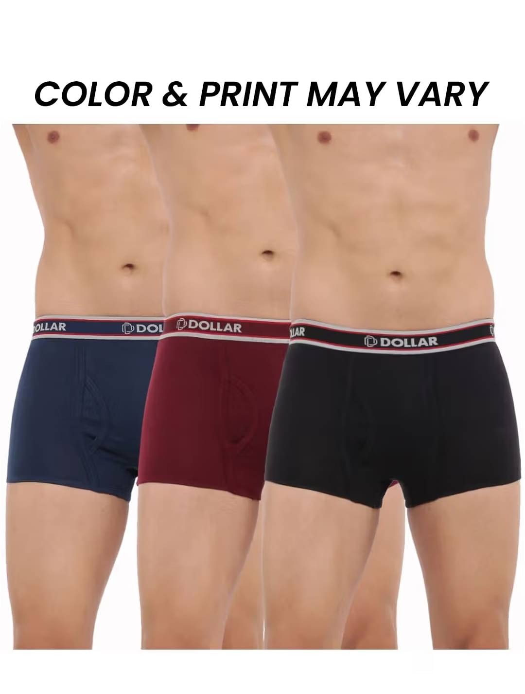 Dollar Bigboss Men's Pack of 3 Solid Combed Cotton Trunk With Double Pouch Support (Colour May Vary) Dollar Bigboss Men's Pack of 3 Solid Combed Cotton Trunk With Double Pouch Support (Colour May Vary)