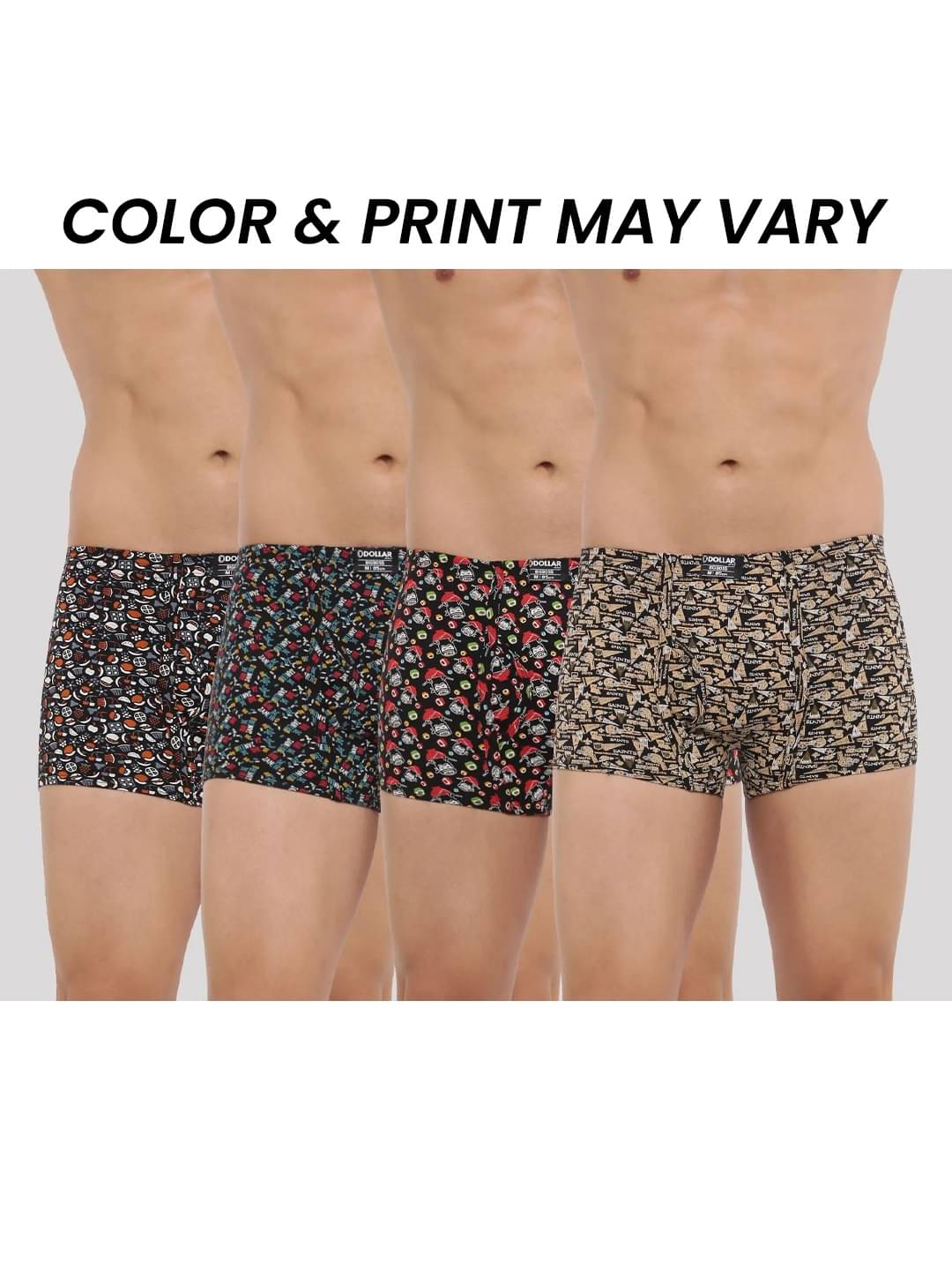     			Dollar Bigboss Men's Pack of 4 Soft Combed Cotton Printed Trunk (Colour May Vary)