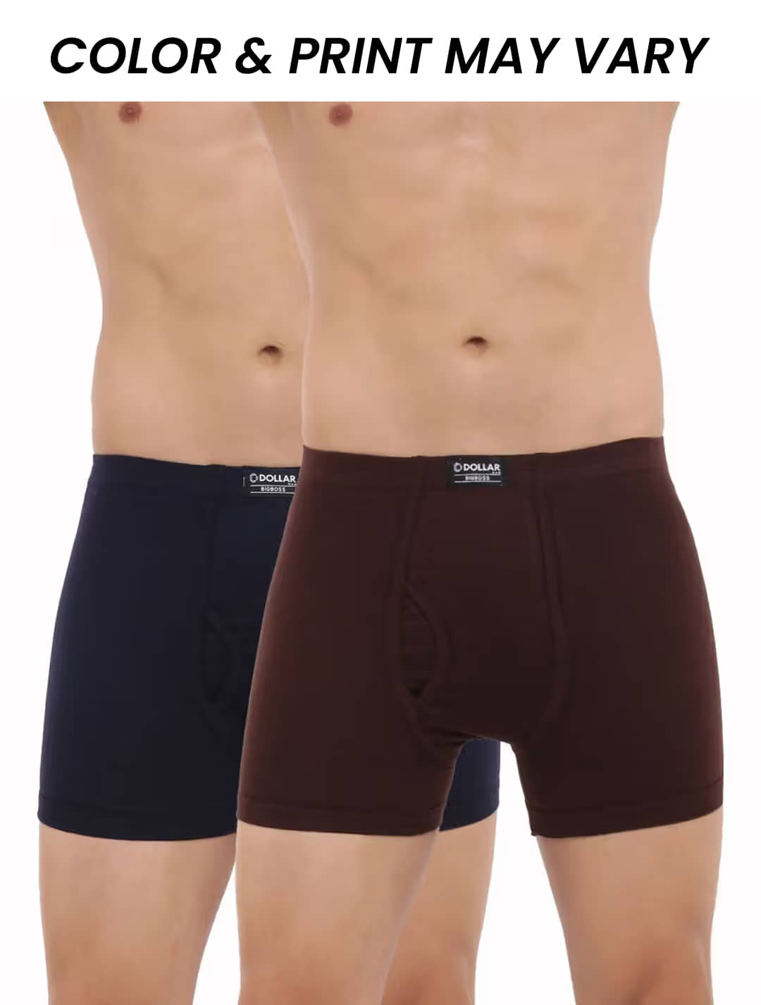 Dollar Bigboss Men's Pack of 2 Solid Combed Cotton Trunk With Plush-Backed Waistband (Colour May Vary)