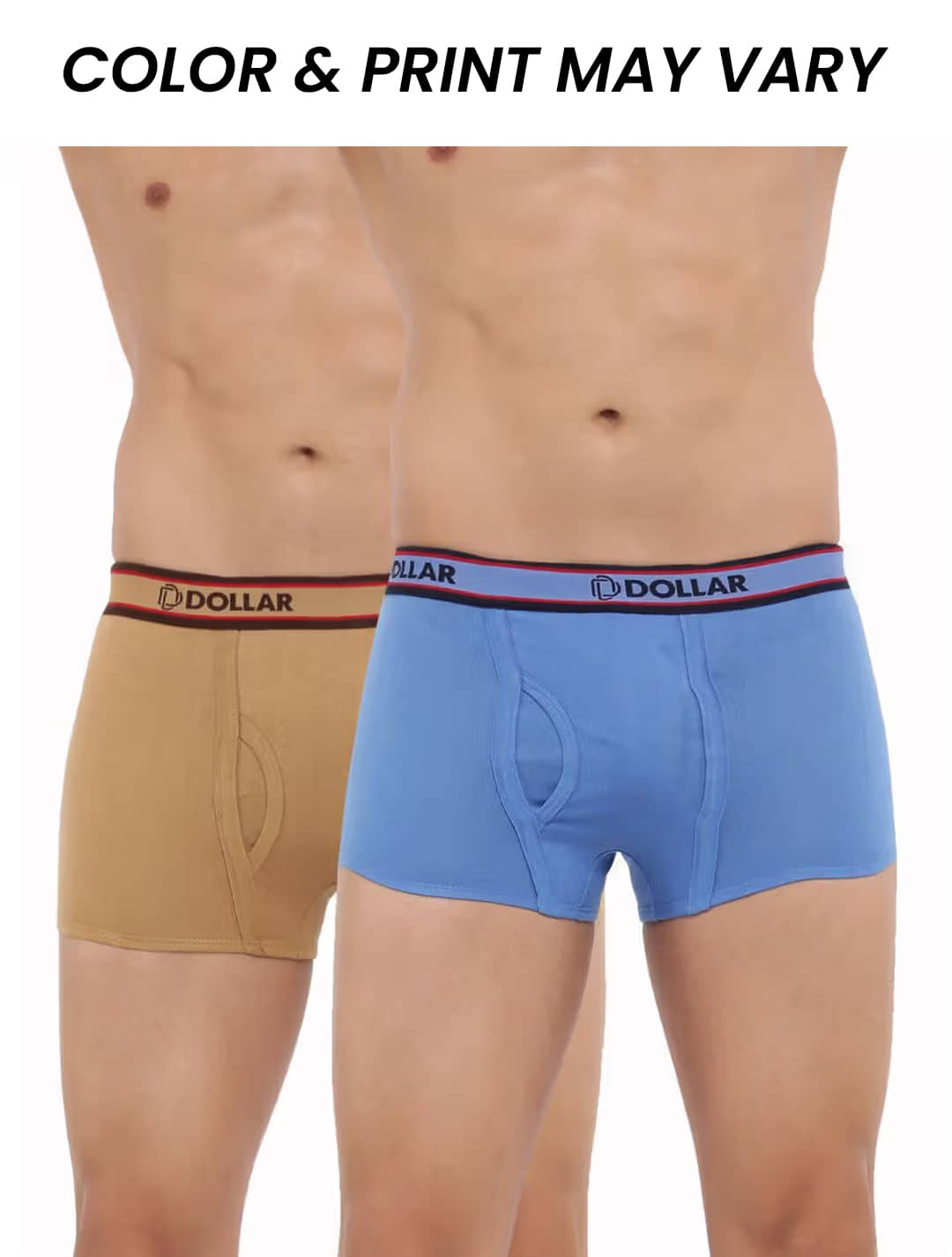 Dollar Bigboss Men's Pack of 2 Solid Combed Cotton Trunk With Double Pouch Support (Colour May Vary)