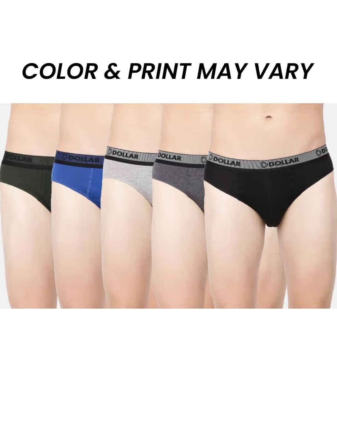 Dollar Bigboss Men's Pack of 5 Solid Cotton Brief With Double Pouch Support (Colour May Vary)