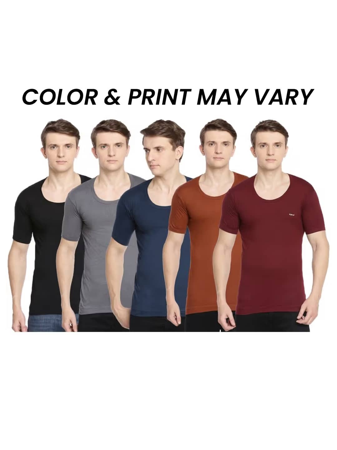 Dollar Bigboss Men's Pack of 5 Solid Combed Cotton Shrinkless Vest (Colour May Vary) - Nightwear & Loungewear | Buy online on ZillyBuy
