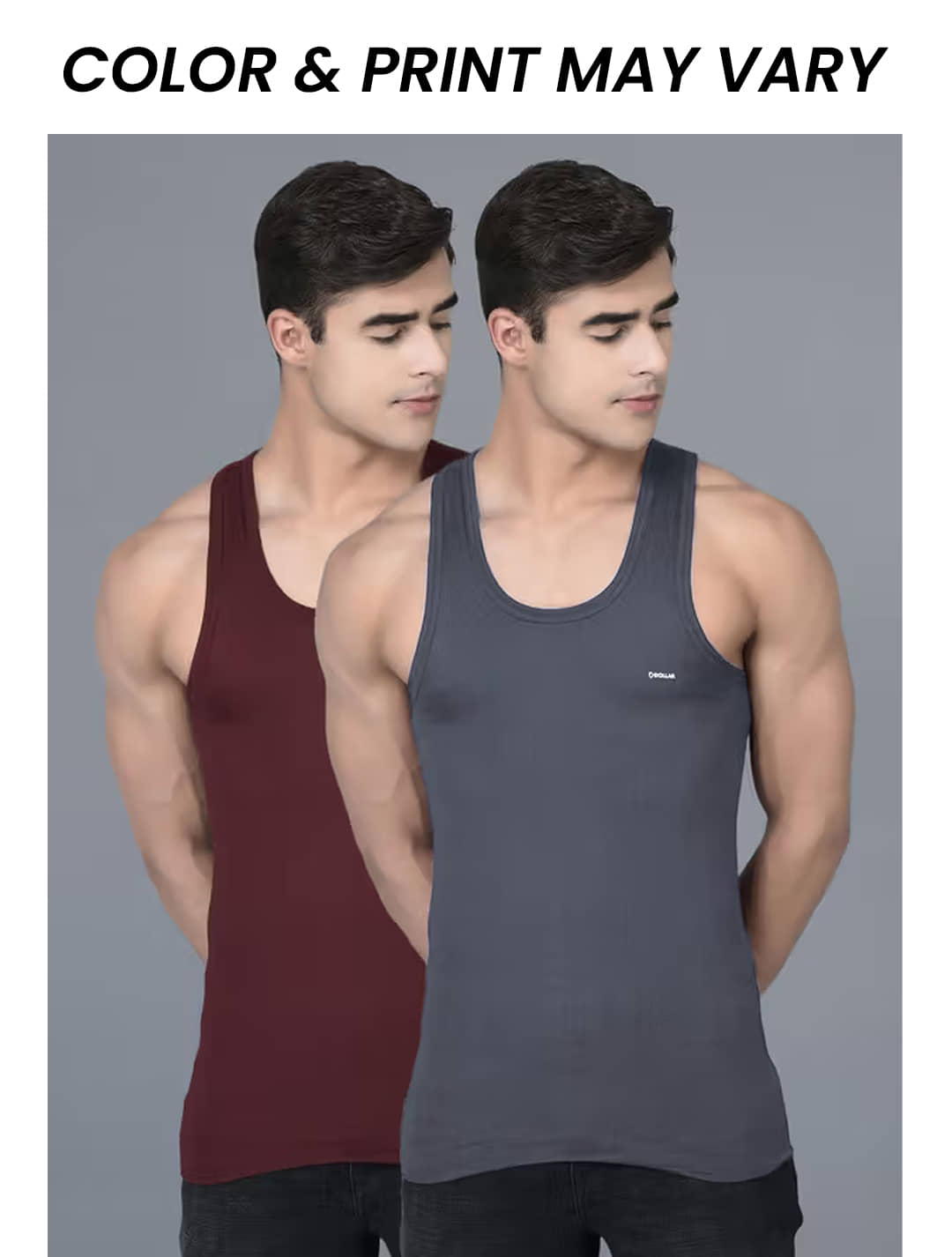 Dollar Bigboss Men's Pack of 2 Solid Combed Cotton Shrinkless Vest (Colour May Vary) - Nightwear & Loungewear | Buy online on ZillyBuy