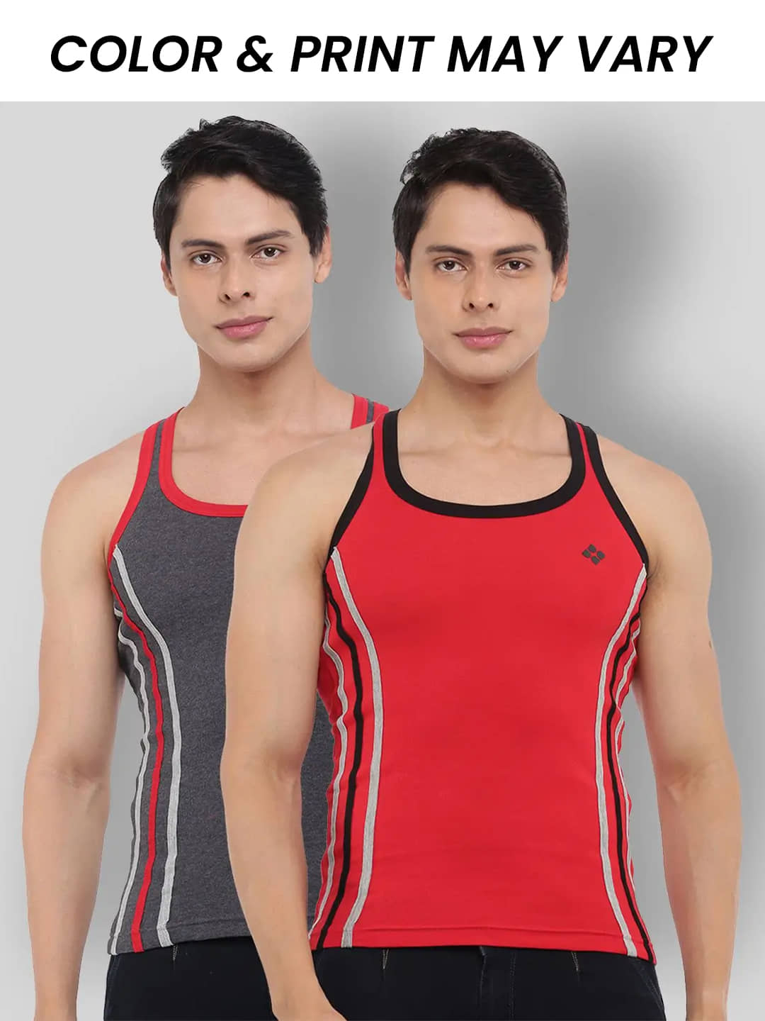 Dollar Bigboss Men's Pack of 2 Solid Combed Cotton Racerback Styled Gym Vest (Colour May Vary) - Nightwear & Loungewear | Buy online on ZillyBuy