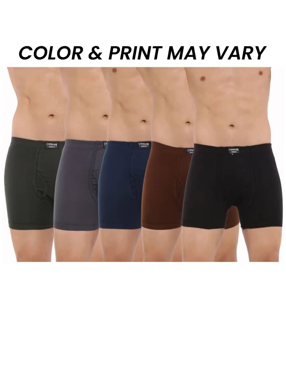 Dollar Bigboss Men's Pack of 5 Solid Combed Cotton Trunk With Plush-Backed Waistband (Colour May Vary)