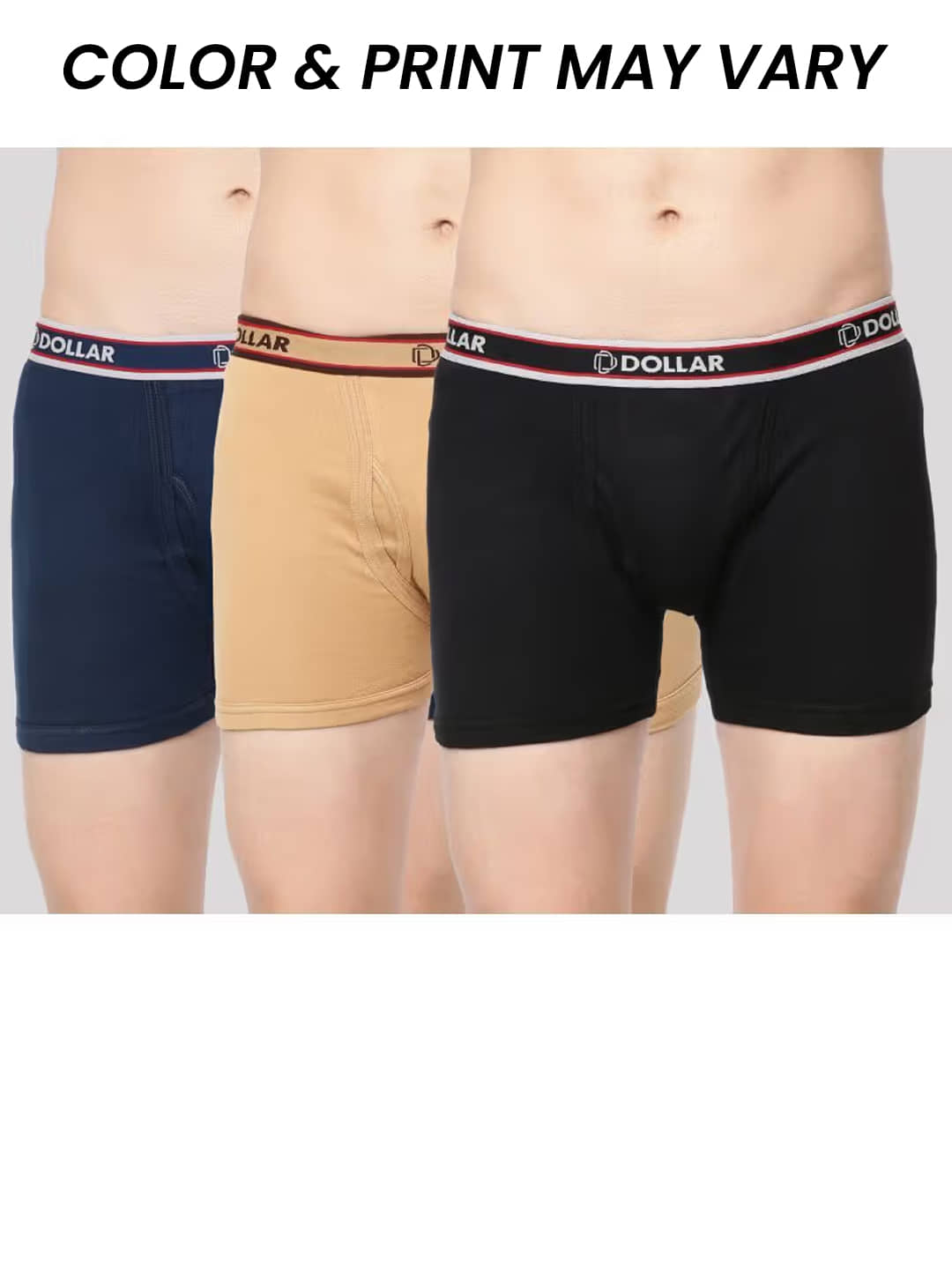 Dollar Bigboss Men's Pack of 3 Solid Combed Cotton Interlock Trunk (Colour May Vary)