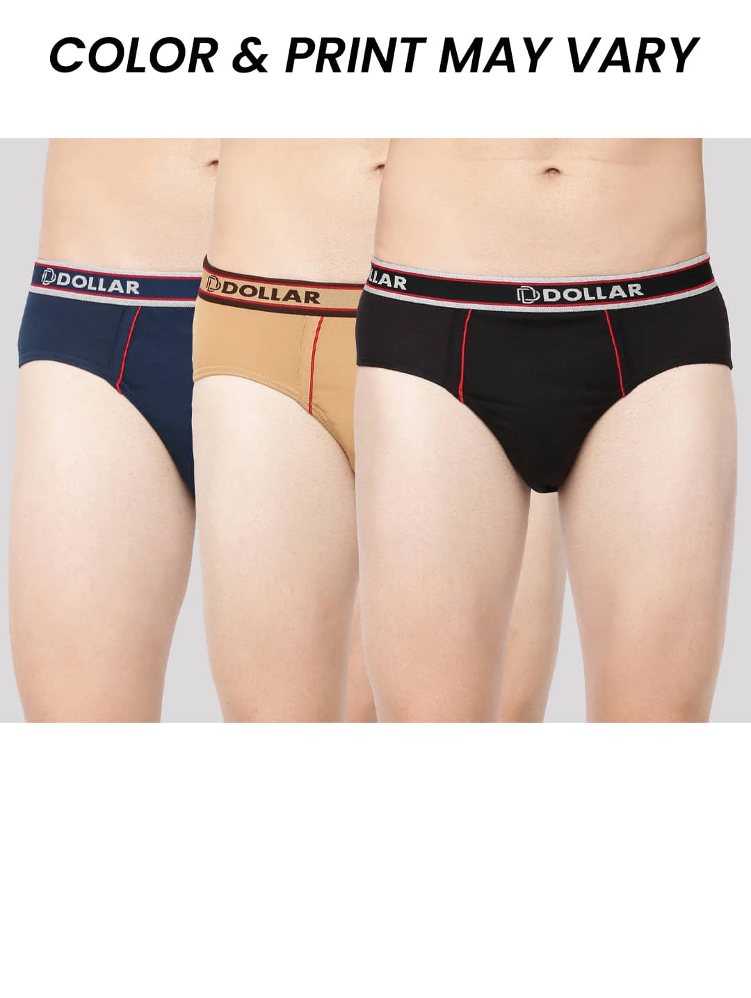 Dollar Bigboss Men's Pack of 3 Combed Cotton Solid Brief With Anti-Microbial Odour Control (Colour May Vary)